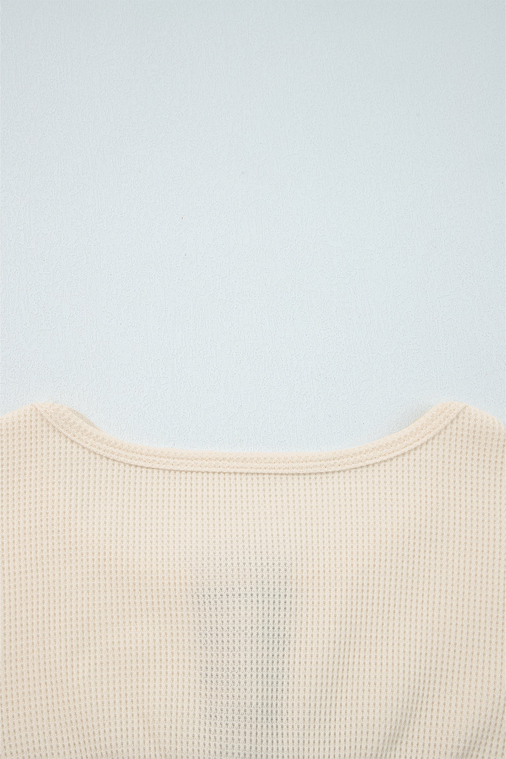 Straw Yellow Waffle Stripe Plaid Patchwork Henley Top