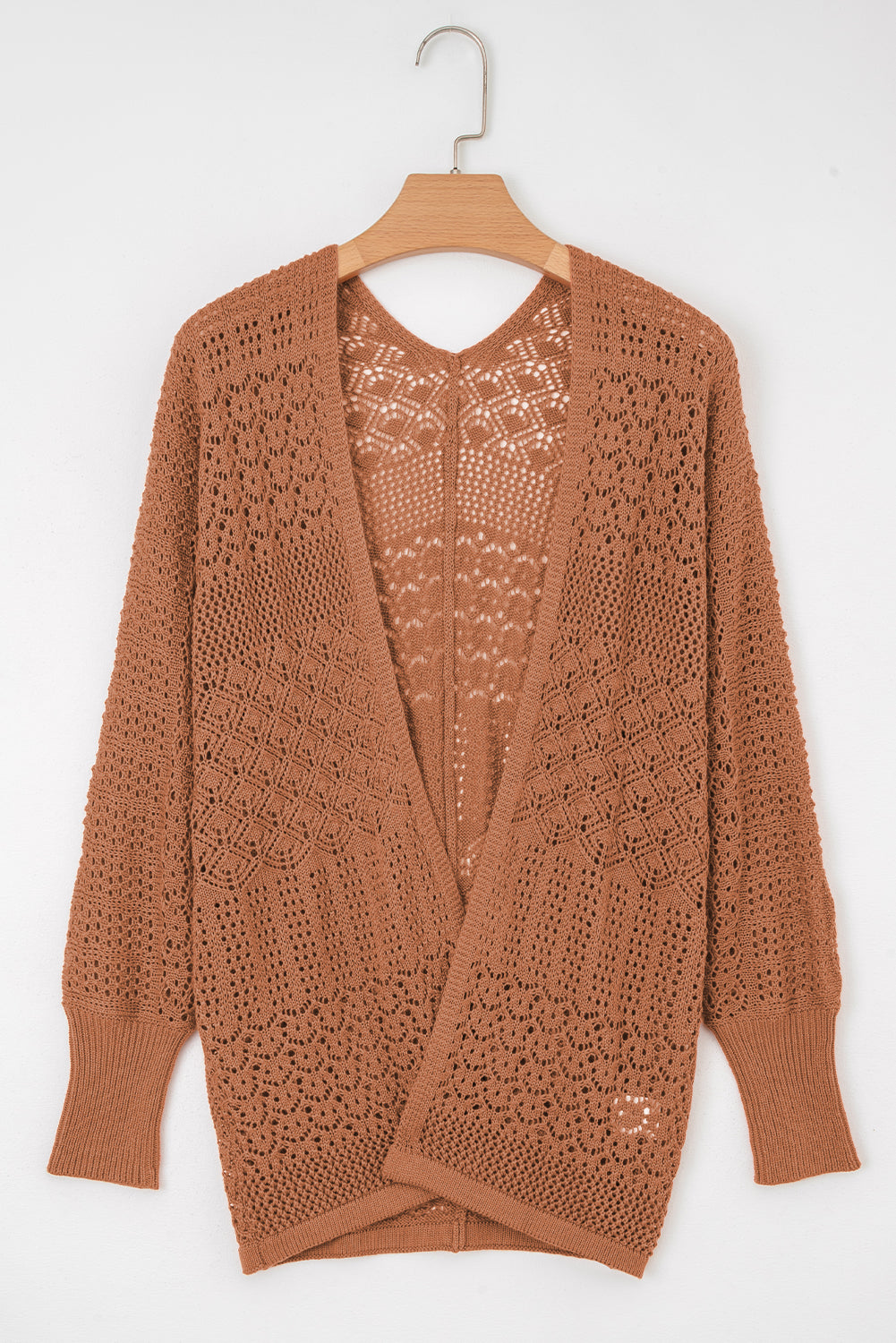 Lapis Mix Pattern Hollow Knit Open Front Cardigan