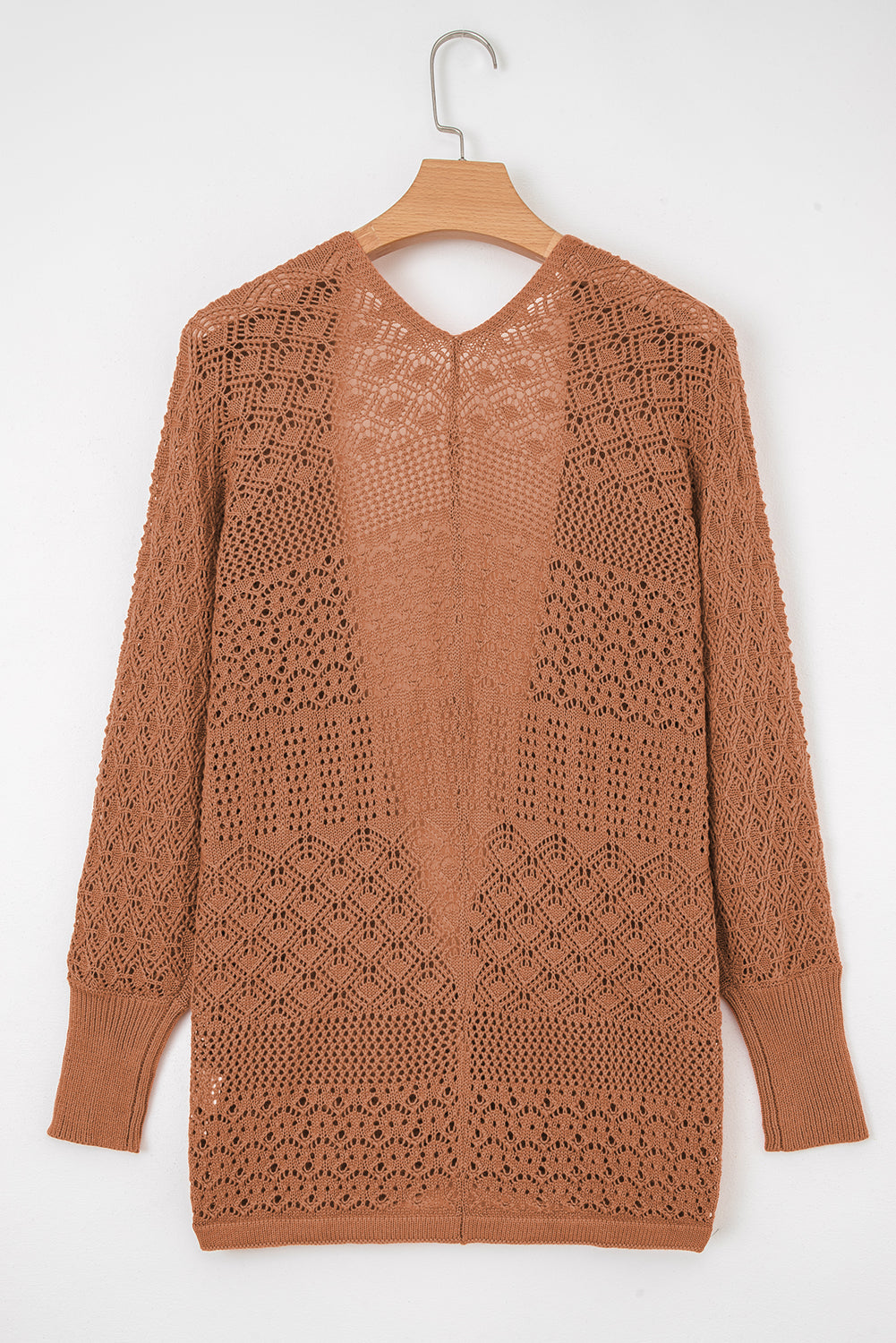 Lapis Mix Pattern Hollow Knit Open Front Cardigan