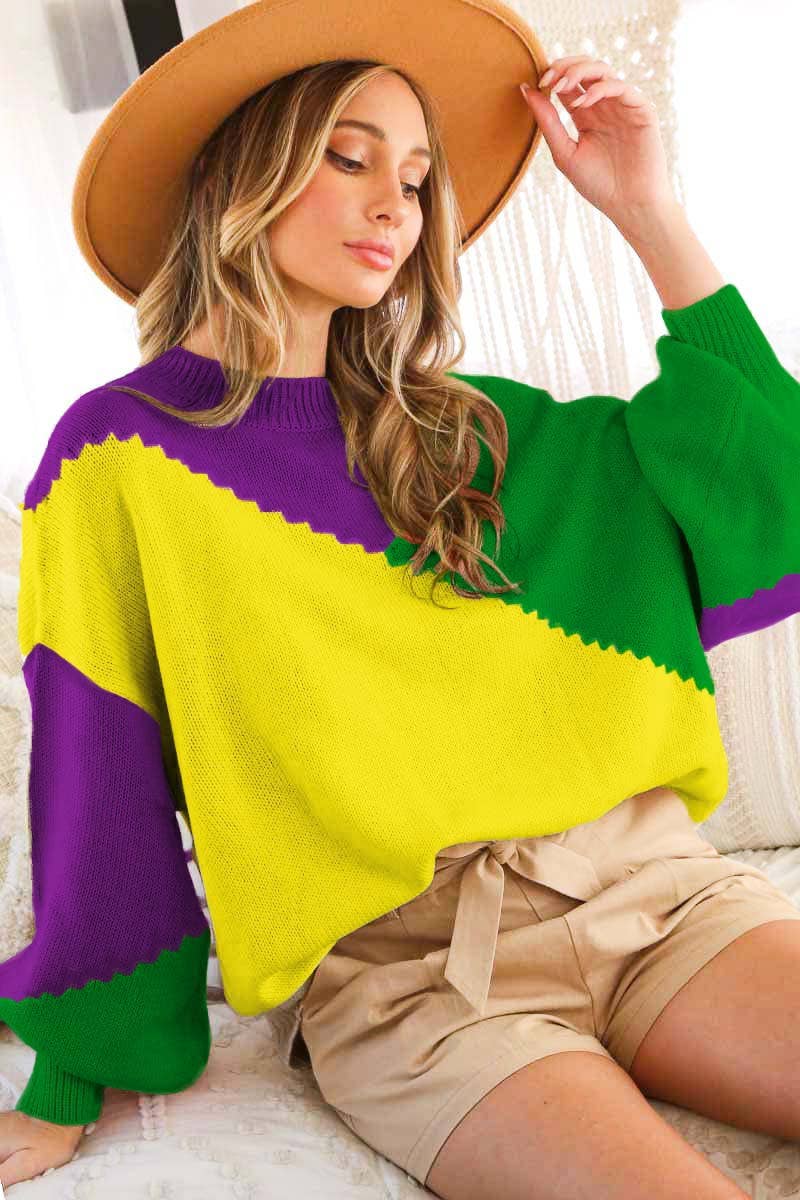 Mardigras. Color block sweater top VT81096