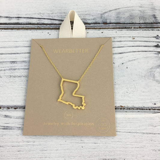 Louisiana state cut out necklace 