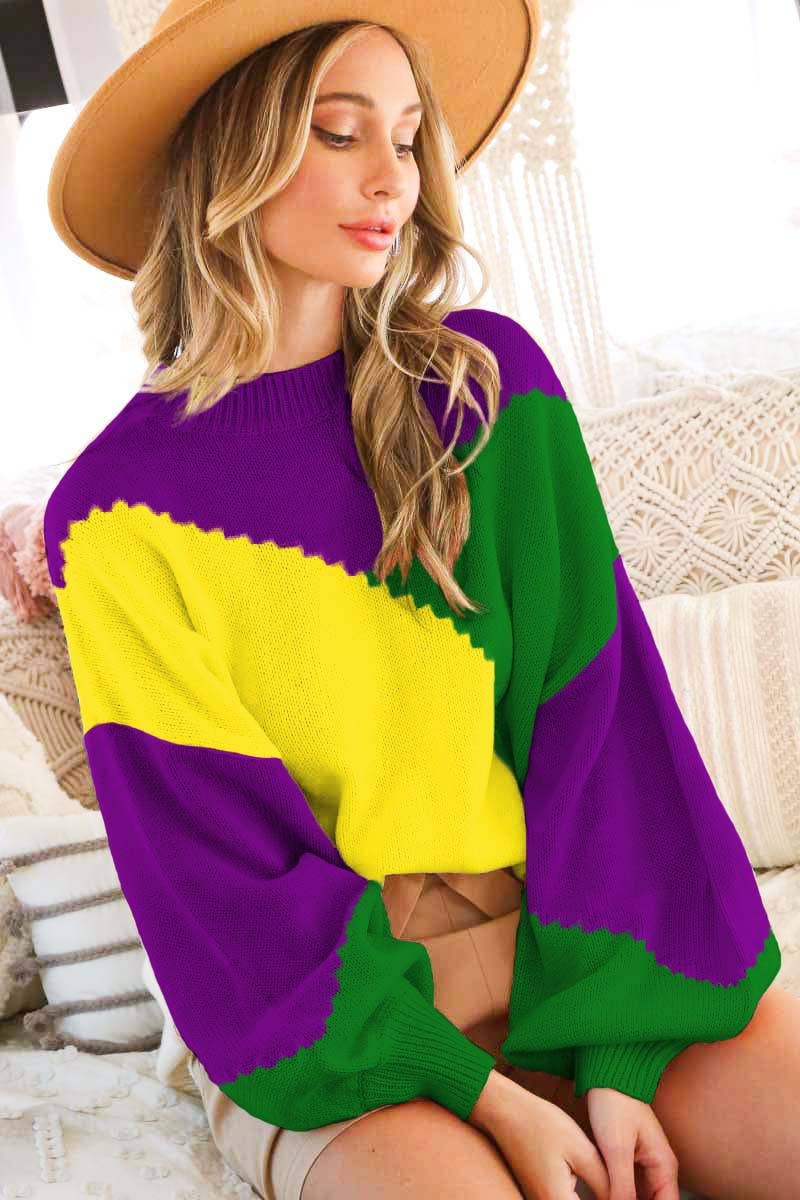 Mardigras. Color block sweater top VT81096