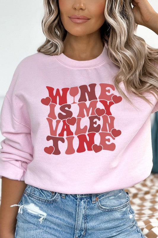 Wine is my Valentine Doodle Heart Sweatshirt