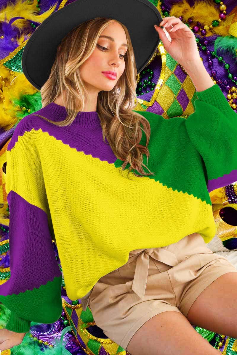 Mardigras. Color block sweater top VT81096