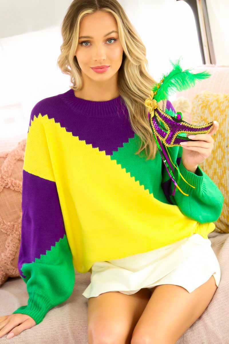 Mardigras. Color block sweater top VT81096