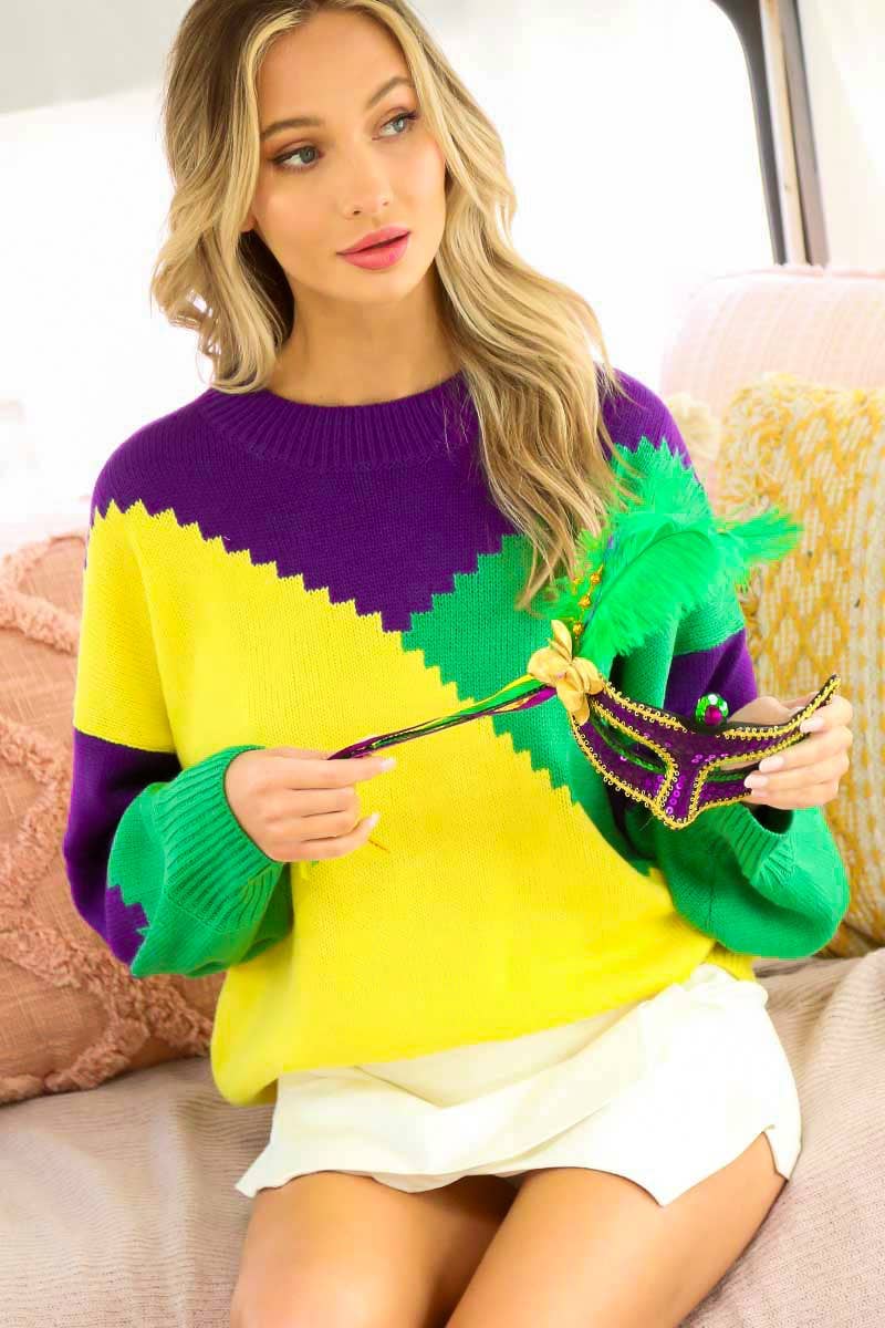 Mardigras. Color block sweater top VT81096