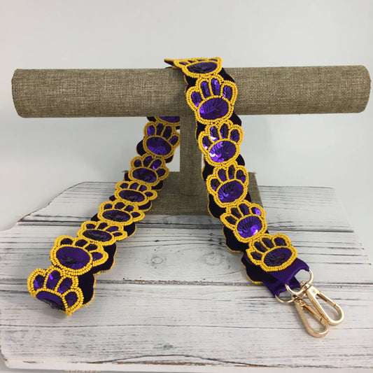 Bead/sequin paw print purse strap PUYW