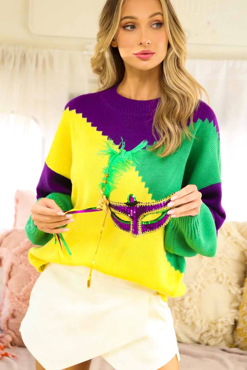 Mardigras. Color block sweater top VT81096