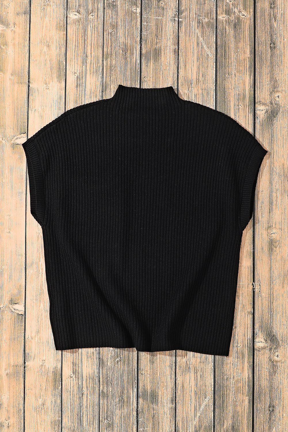 Mineral Red Patch Pocket Ribbed Knit Short Sleeve Sweater