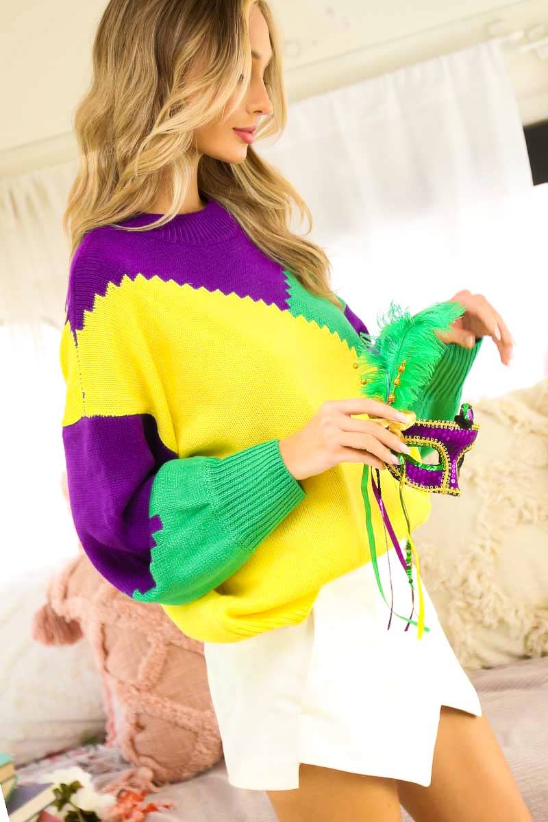 Mardigras. Color block sweater top VT81096