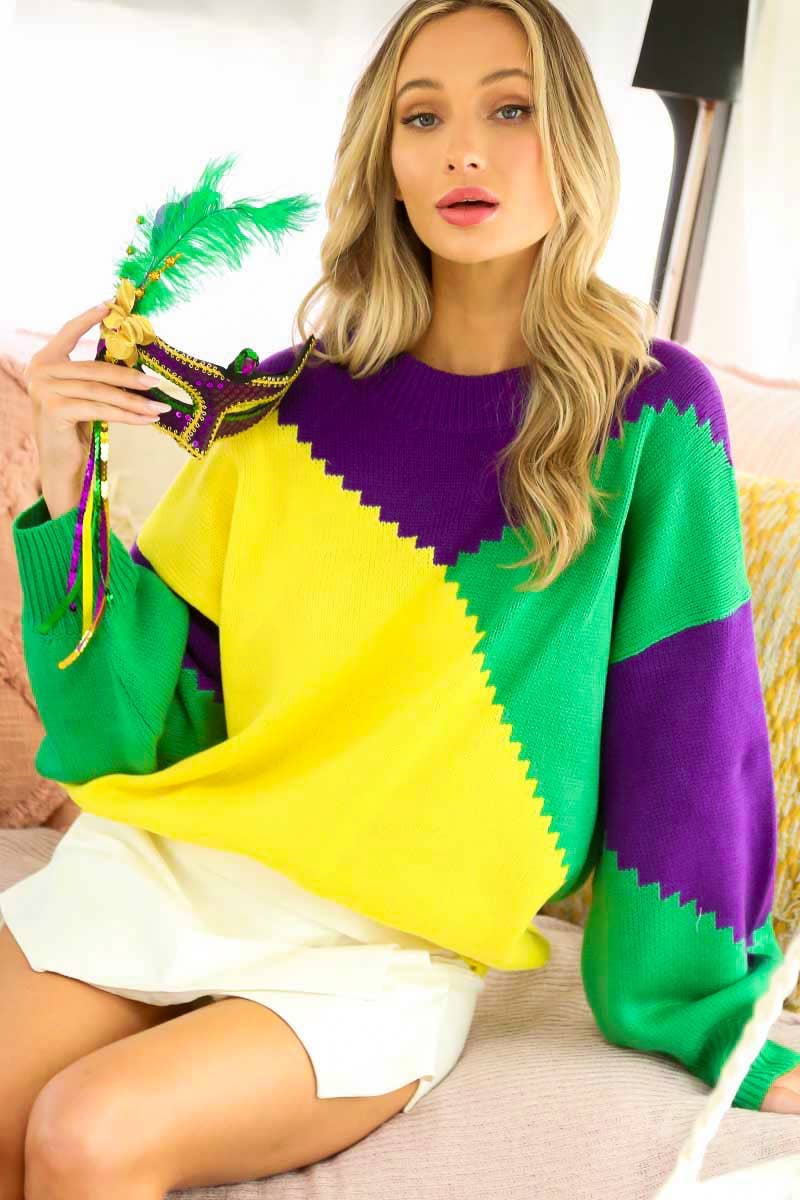 Mardigras. Color block sweater top VT81096