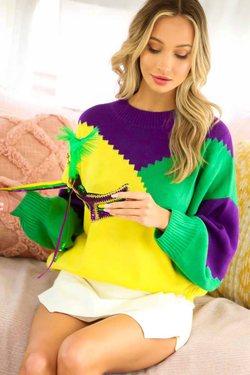 Mardigras. Color block sweater top VT81096