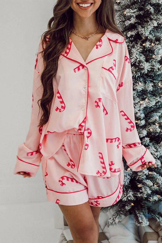 Candy Cane Satin Lounge Set