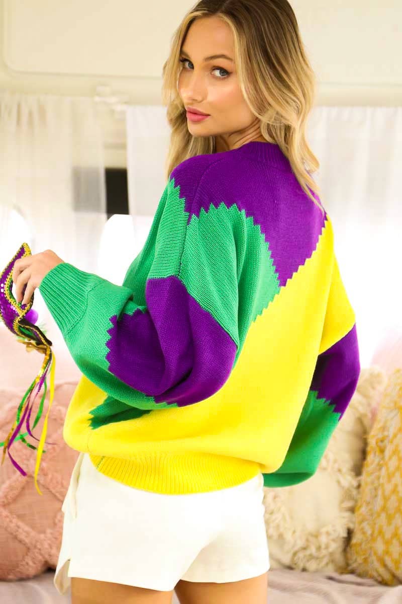 Mardigras. Color block sweater top VT81096