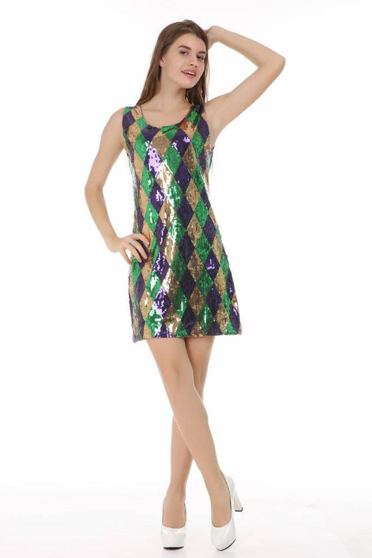 2571 - Mardi Gras Sequins Dress