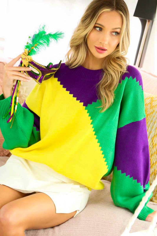 Mardigras. Color block sweater top VT81096