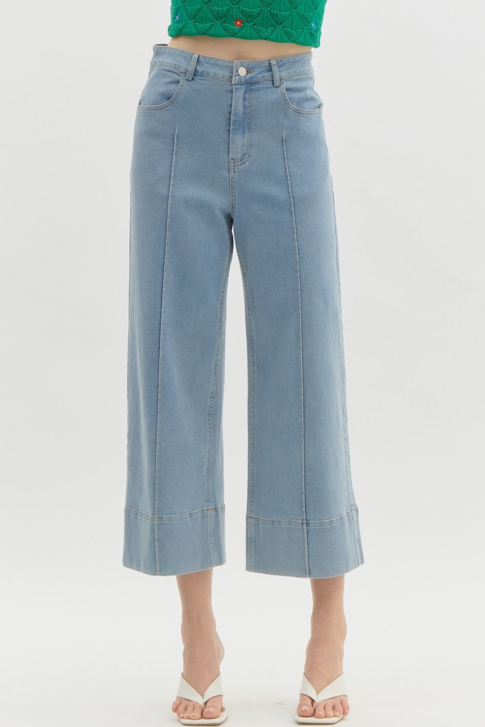 Mid Rise Wide Leg Ankle Jeans